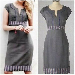 Boden Sorrento gray linen sheath dress, size 12. Like new.